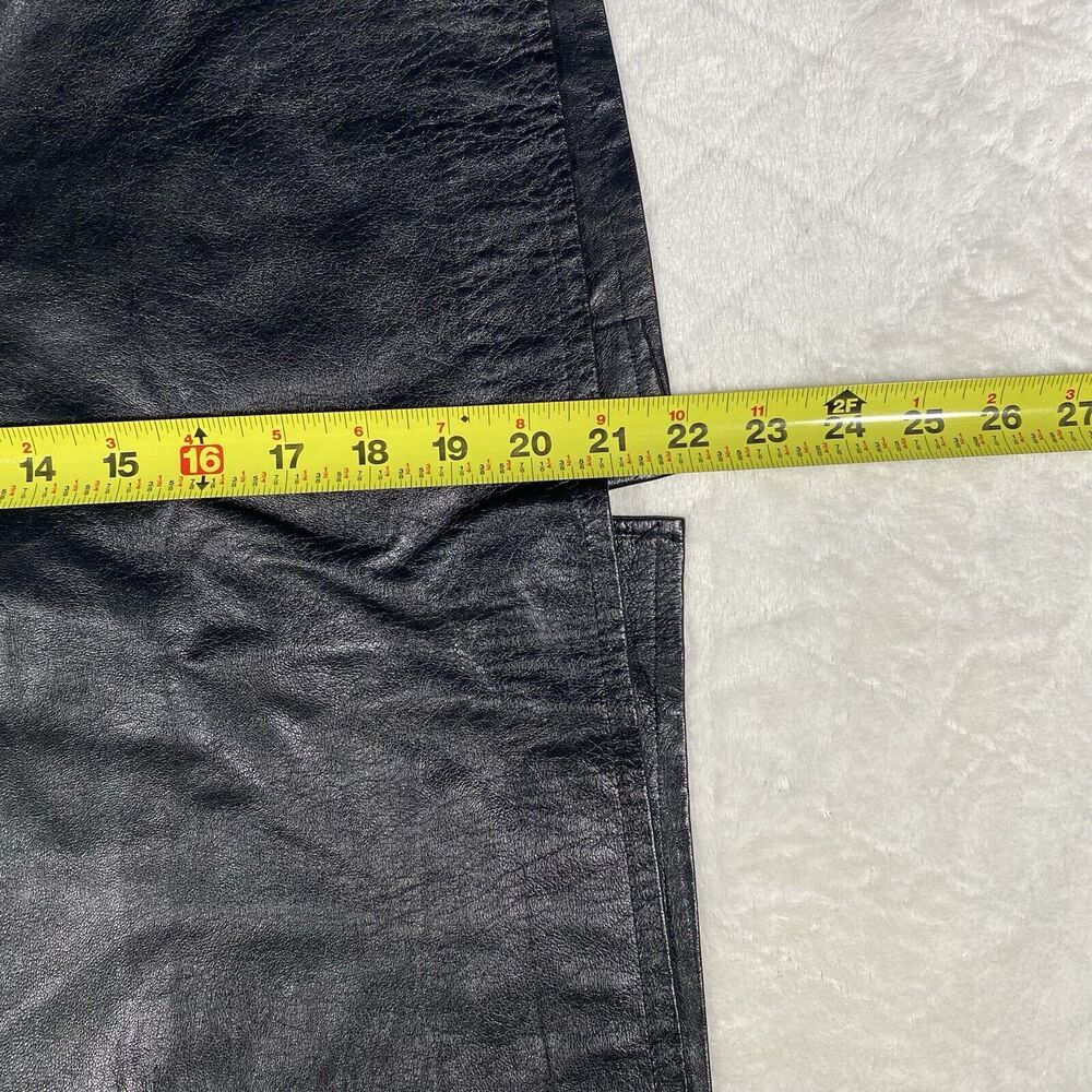 Vtg 90's Vakko Black Genuine Leather Midi Skirt Goth Vamp Grunge Y2K Women's 6 - Picture 7 of 9